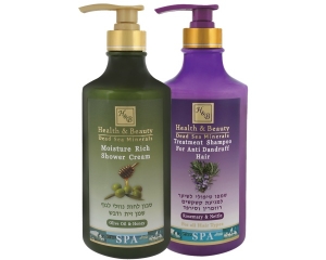 Sprchový gél s olivovým olejom a medom + Šampón s rozmarínom a žihľavou